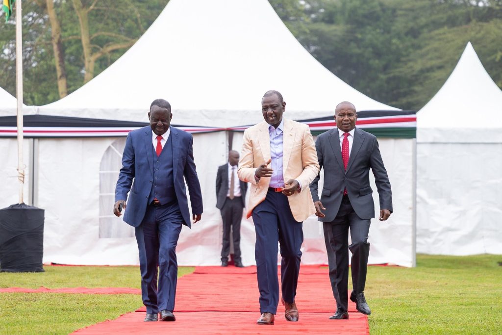 President Ruto, Raila Odinga, and Kithure Kindiki
