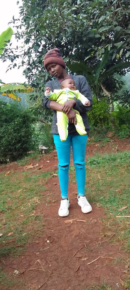 A young mother with her 3-month-old baby