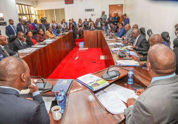 Nandi Senator Samson Cherargei commended Kiambu Governor Kimani Wamatangi for his leadership in healthcare and revenue collection